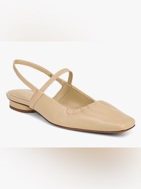 NWT Vince Venice Leather Slip On Slingback Flat in Macadamia
